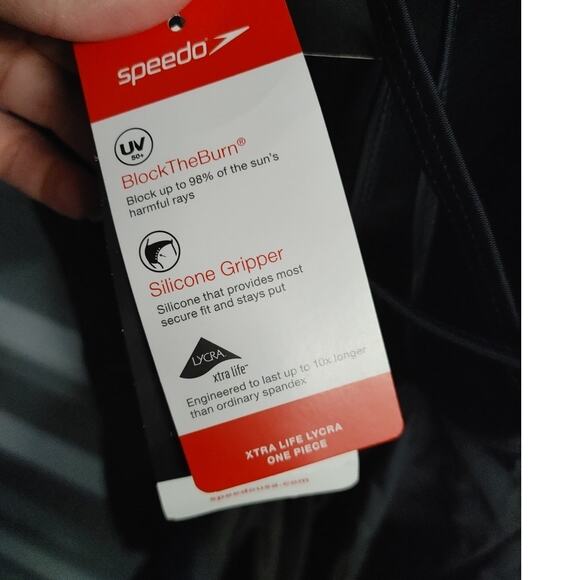 Speedo Womens Swimsuit One Piece Crossback Large Black NWT - Picture 5 of 5